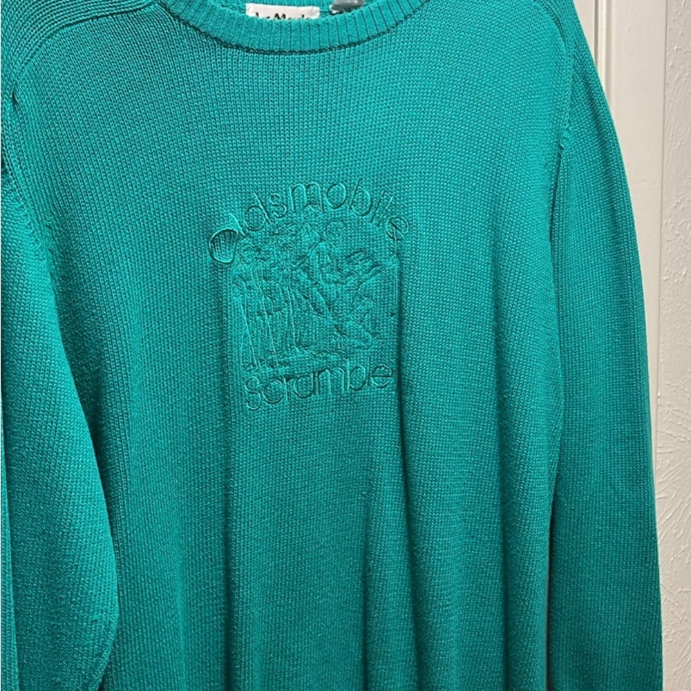 Oldsmobile Golf Scramble knitted Teal Crewneck Sweater men XXL